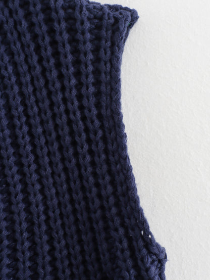 11Color Amazon2024Spring and Autumn New Women's Fashion European and American Style Pocket Sleeveless Short Knitted Cardigan Vest