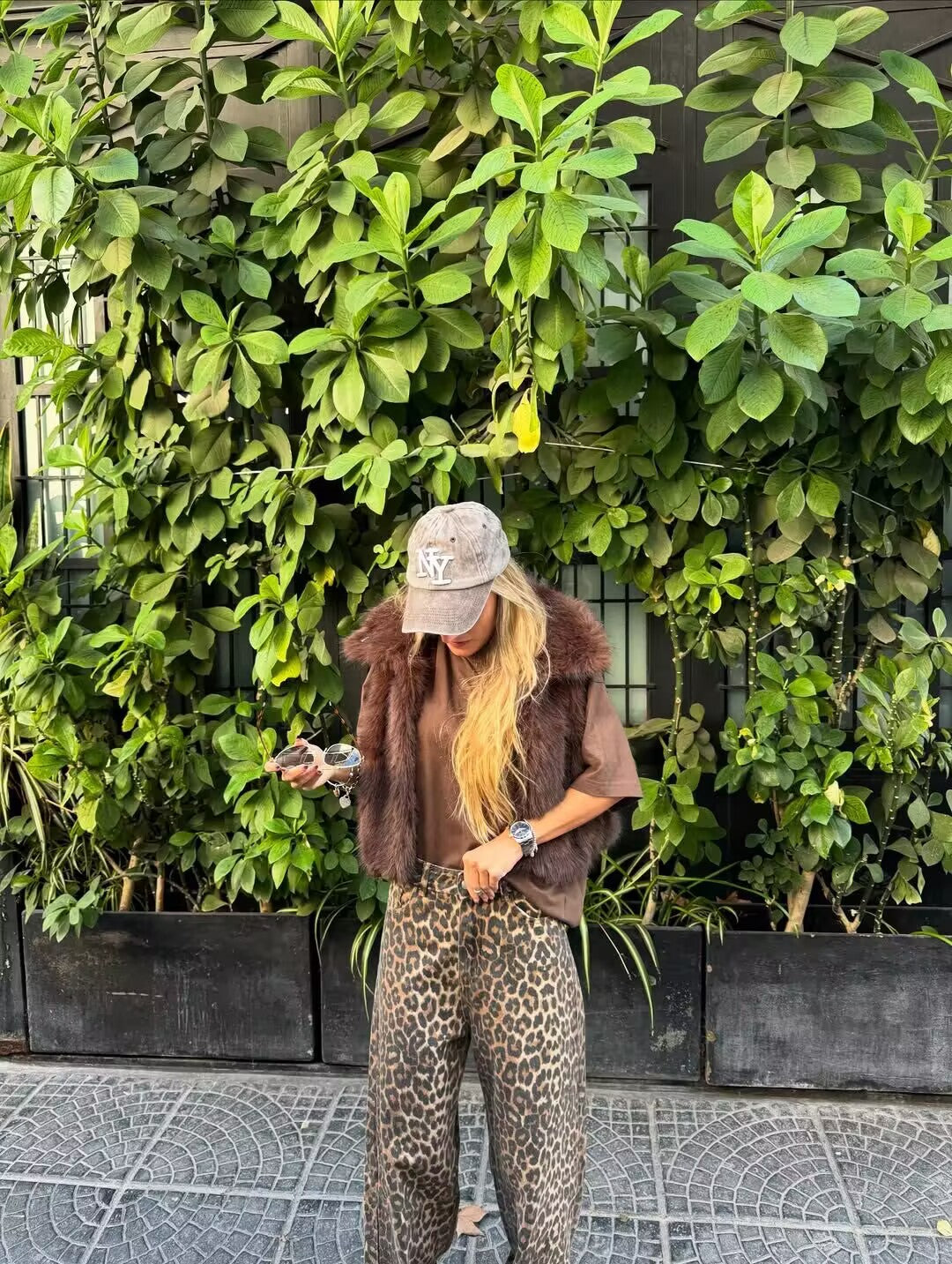 Cross-border women's clothing2025Autumn New Casual Street Fashion Vest Faux Fur Top