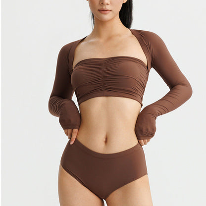 Sultyra Two-Piece Elastic Fixed Cup Tube Top Long Sleeve