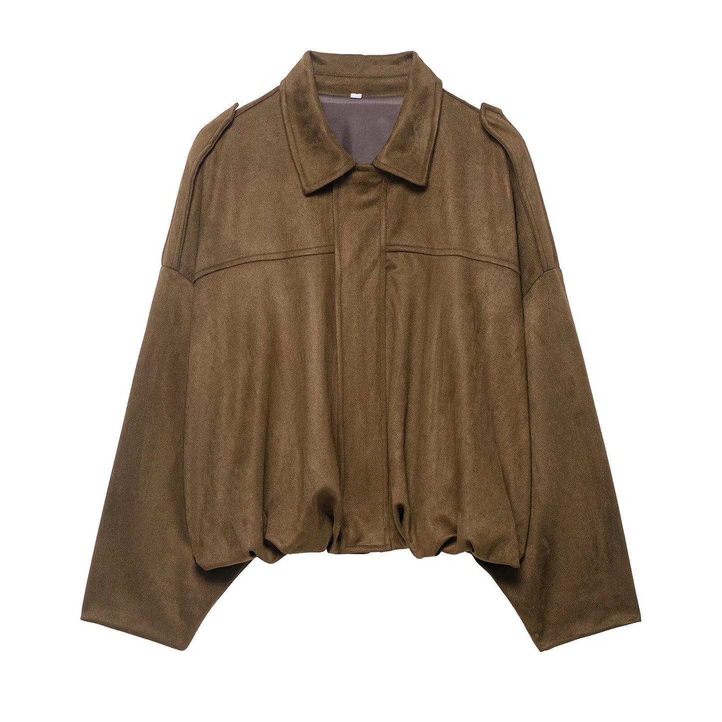 9Wholesale European and American Style2025Spring and Autumn Casual Suede Texture Lapel Bomber Jacket for Women B88824