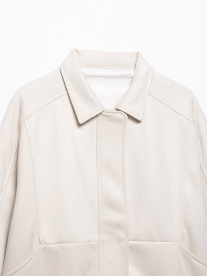 Cross-border Wholesale European and American Style2025Autumn and Winter Fashion Turn-Down Collar Suede Texture Loose Flight Jacket for Women A6