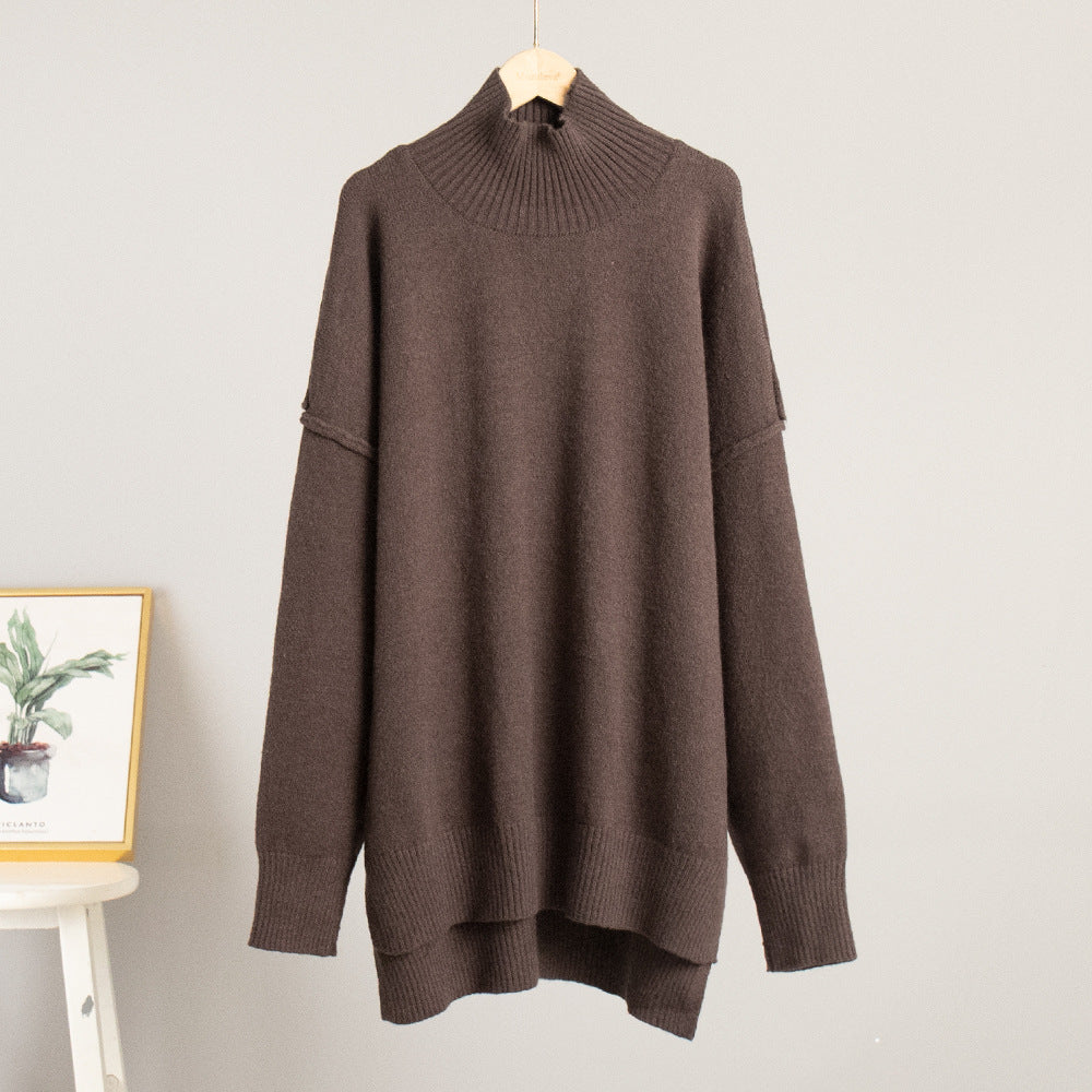 Cross-Border Turtleneck Sweater Set for Women, European and American Style, Autumn and Winter New Loose Casual Thick Knitted Long Pants Set