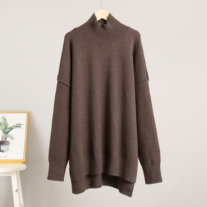 Cross-Border Turtleneck Sweater Set for Women, European and American Style, Autumn and Winter New Loose Casual Thick Knitted Long Pants Set