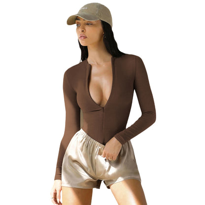 Sultyra Sweater Jumpsuit Versatile Zipper Top