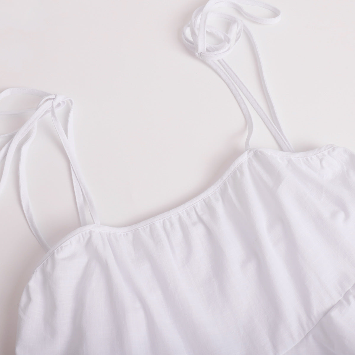 Cross-border spaghetti strap dress European and American style2025Summer Multi-layer Ruffle Cake Dress Short Backless Strap Dress