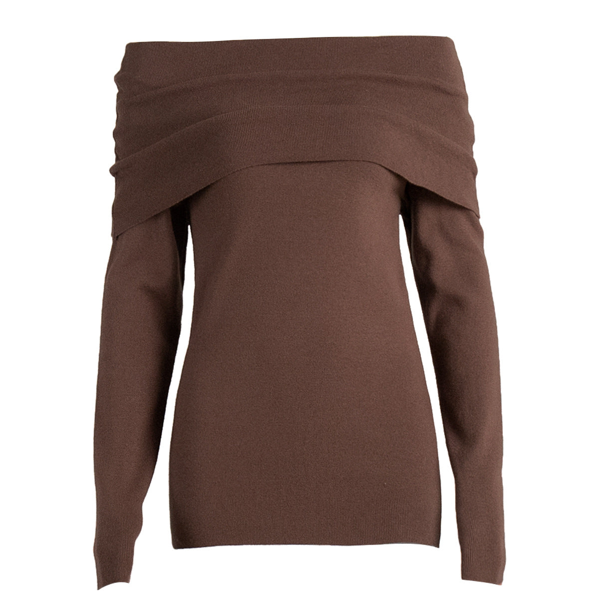 Cross-border Women's Sweater2025Autumn Winter European American Style Long Sleeve Knitted Bottoming Shirt One Shoulder Sexy Slim Off Shoulder Top