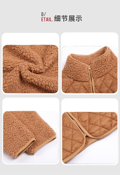 Shiny Velvet2023New Autumn Winter Women's Clothing Cross-border Amazon Cardigan Zipper Long-sleeved stuffed Stitching European and American Coat Women