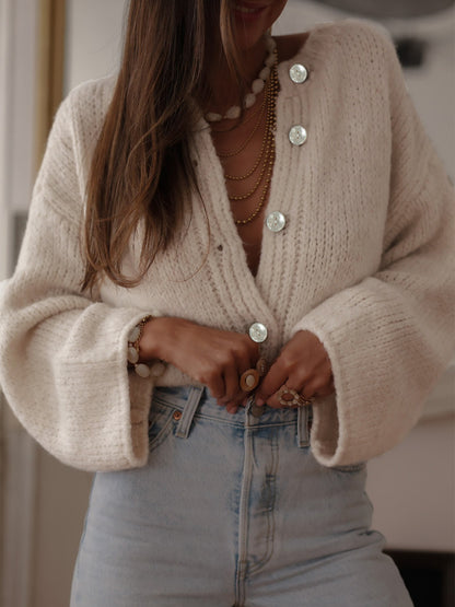 Sultyra Single-Breasted Knitted Cardigan Jacket