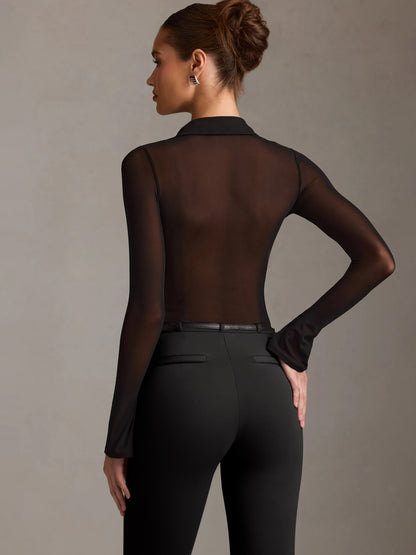 Sultyra Mesh See-through Cardigan Slim