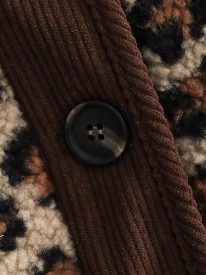 Foreign Trade Amazon Women's Clothing Autumn Winter American Style Leopard Print Casual Loose Long Sleeve Jacket for Women A34397