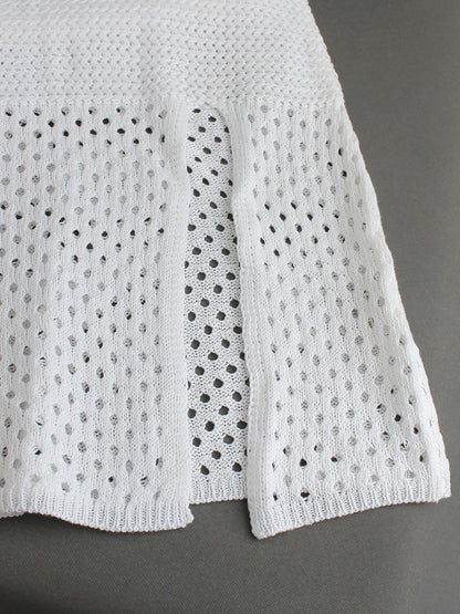 Foreign Trade Cross-Border European and American Amazon Source Manufacturer Knitted Long Hollow Strap Slit Dress for Summer