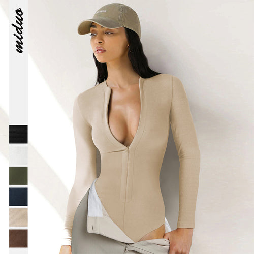 Sultyra Sweater Jumpsuit Versatile Zipper Top