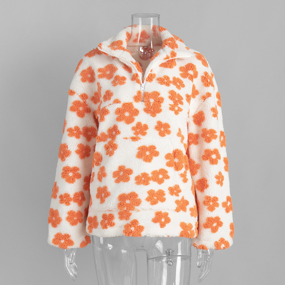 Cross-border fleece floral sweatshirt Europe and America2025Autumn and Winter New Fashion Sweatshirt Warm Fuzzy Sweatshirt Fleece Top for Women