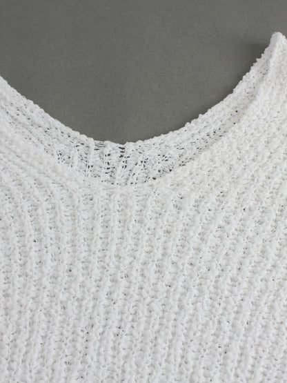 Foreign Trade Cross-Border European and American Amazon Source Manufacturer Large V Collar Hollow Pullover Knit Sweater Long Sleeve Solid Color Spring Autumn