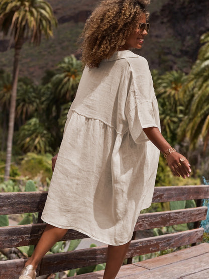 Sultyra Casual Button Artistic Style Fashion Dress