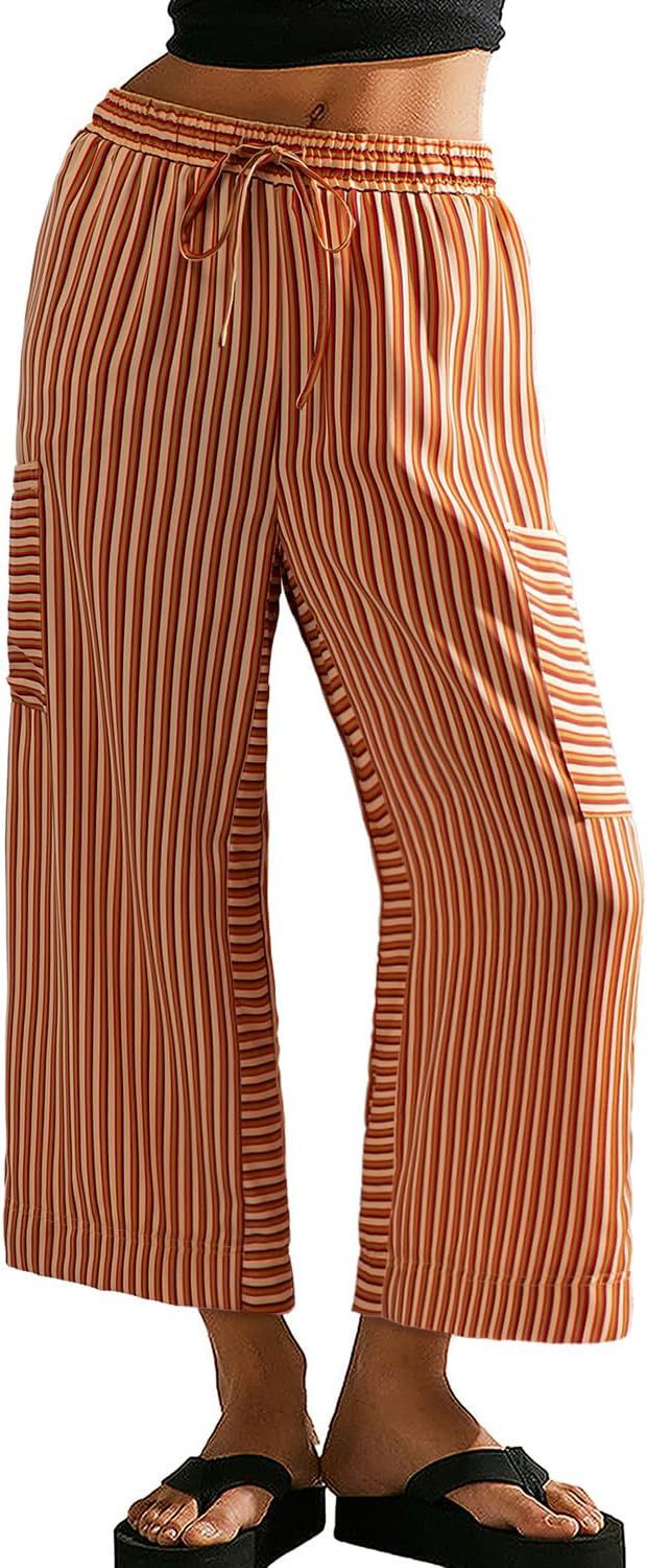Sultyra Striped  Loose Straight-Leg Pants