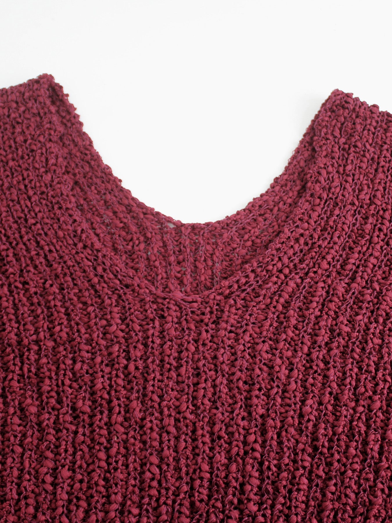 Foreign Trade Cross-Border European and American Amazon Source Manufacturer Large V Collar Hollow Pullover Knit Sweater Long Sleeve Solid Color Spring Autumn