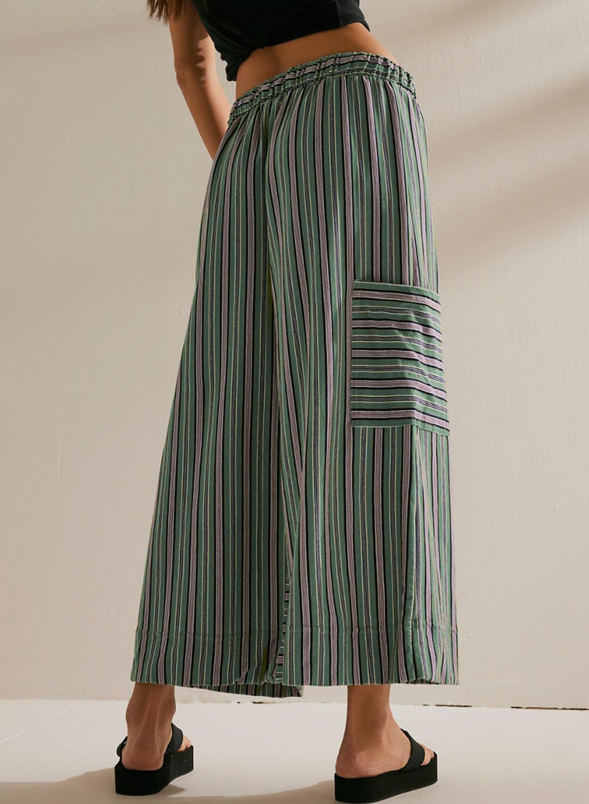 Sultyra Striped  Loose Straight-Leg Pants