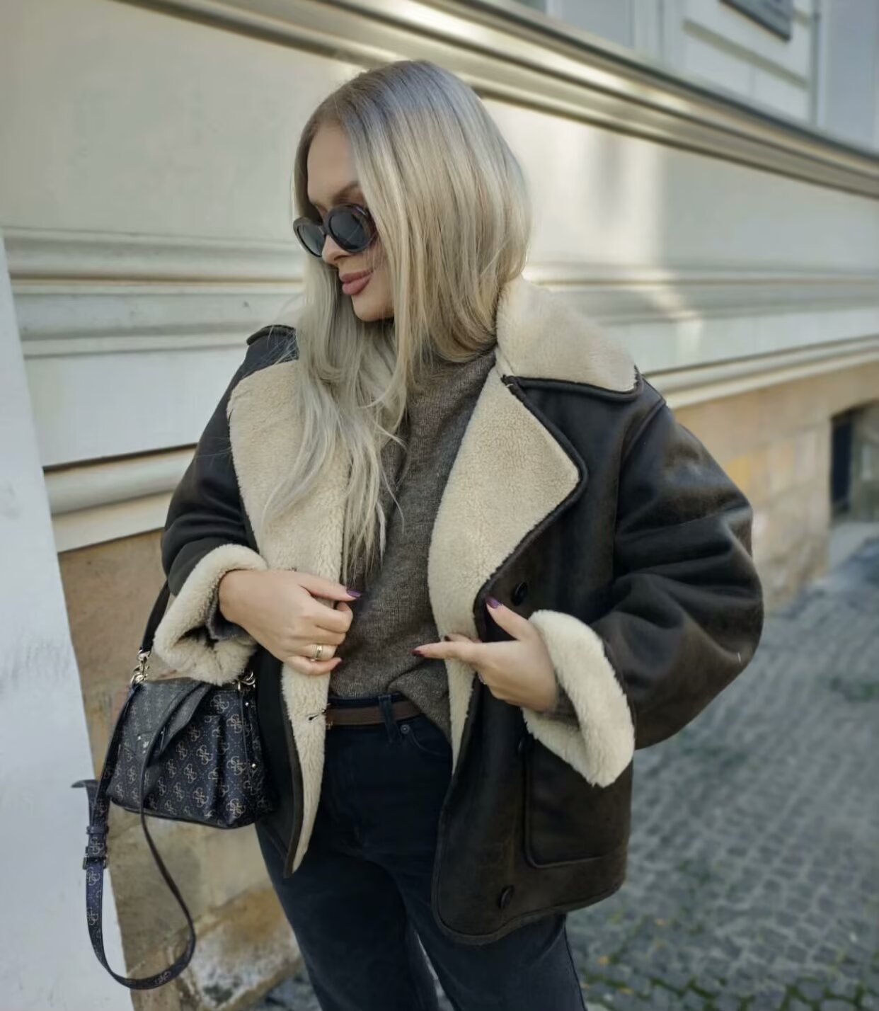 2024Autumn Fashion Turn-Down Collar Three-Color Fur Integrated Long-Sleeve Jacket Coat Cross-Border Amazon Women's Clothing B88788