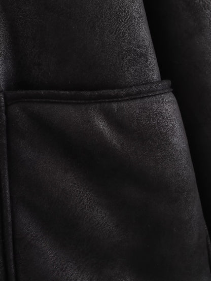 2024Autumn Fashion Turn-Down Collar Three-Color Fur Integrated Long-Sleeve Jacket Coat Cross-Border Amazon Women's Clothing B88788