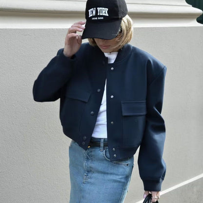 11Color Amazon Cross-Border2025Spring and Autumn New European and American Style Stand Collar Large Pocket Women's Jacket Coat A19621