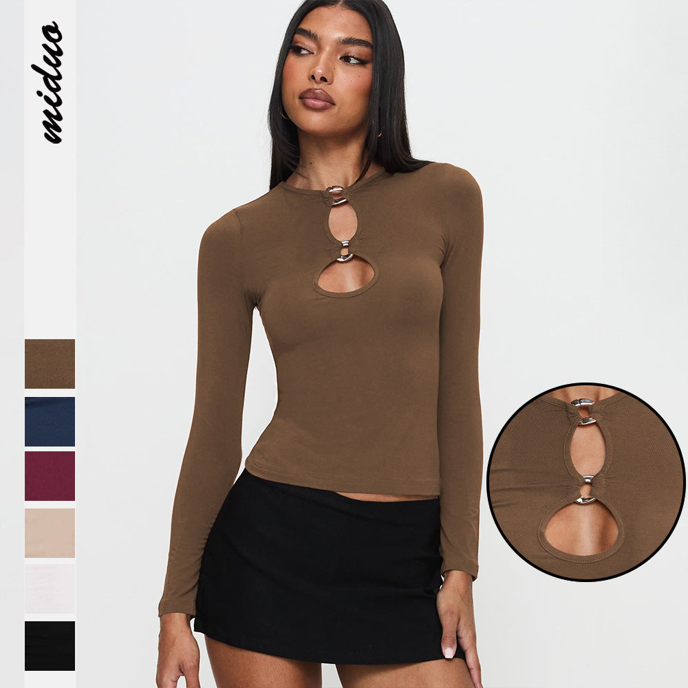 Sultyra Metal Ring Buckle Hollow Long Sleeve