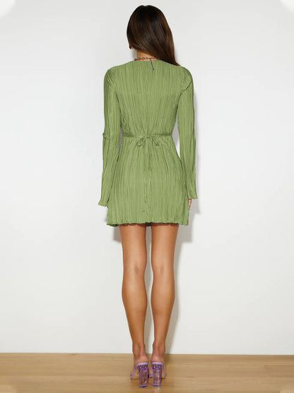 Sultyra Glitter Tie Dress Bell Sleeve Dress