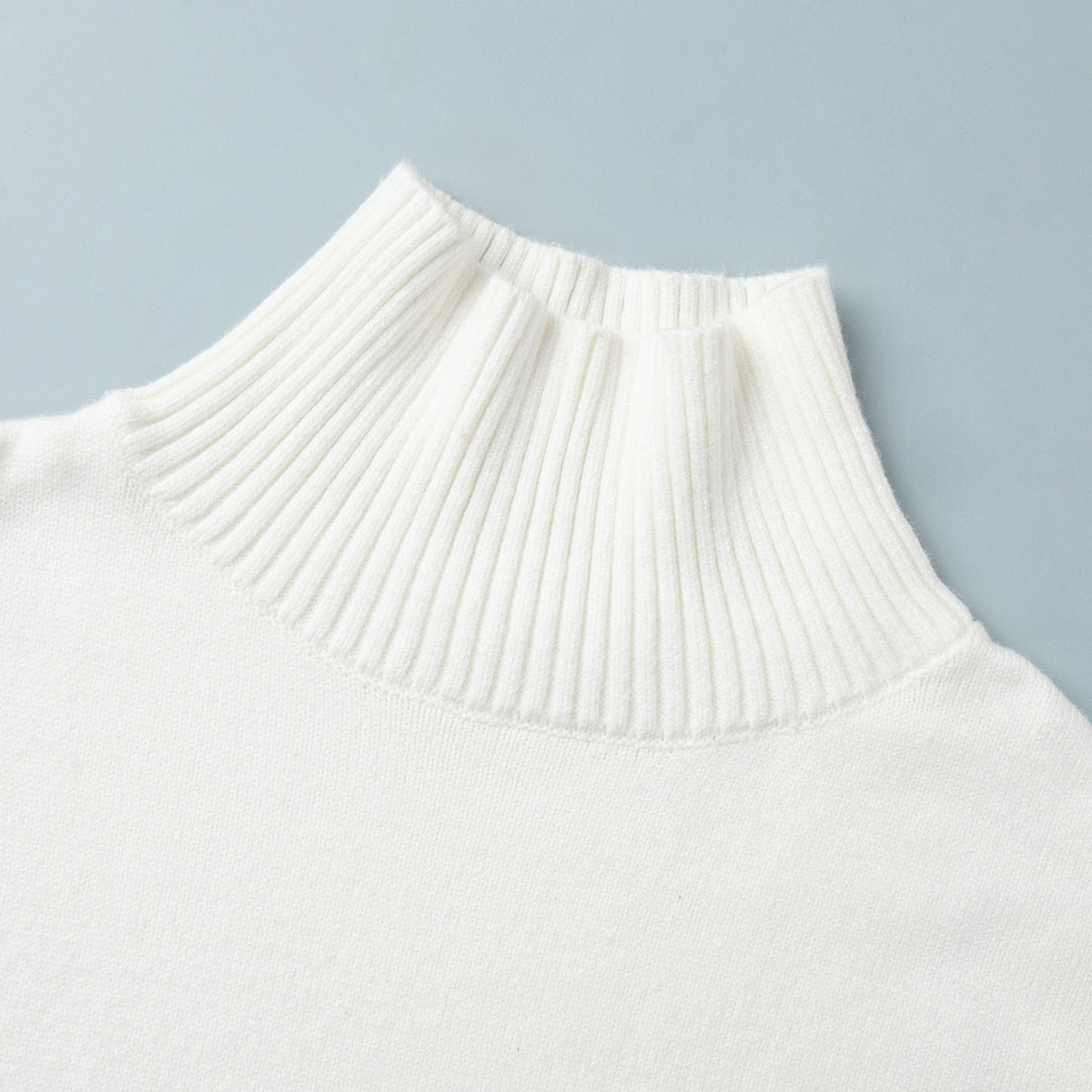 Cross-Border2025Hot-Selling European and American Style Autumn Winter Solid Color High Neck Knitted Sweater Loose Slimming Versatile Knitted Sweater for Women