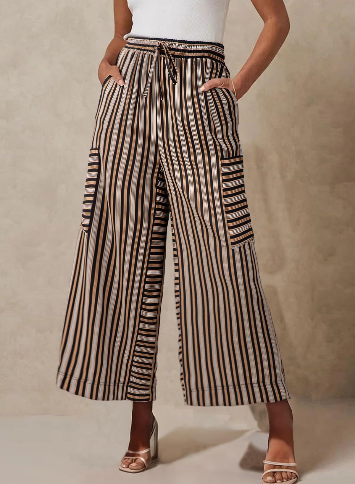 Sultyra Striped  Loose Straight-Leg Pants