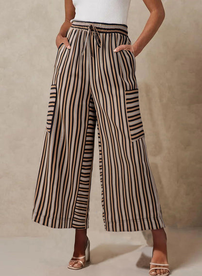 Sultyra Striped  Loose Straight-Leg Pants