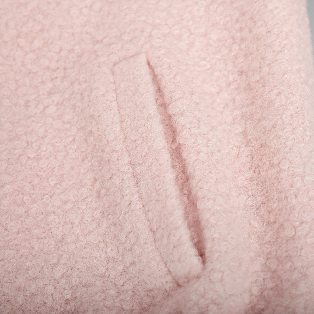 Cross-border Pink Jacket Europe and America2025Winter New Style Elegant Casual Stand Collar Drop Shoulder Short Furry Coat