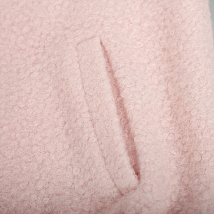 Cross-border Pink Jacket Europe and America2025Winter New Style Elegant Casual Stand Collar Drop Shoulder Short Furry Coat