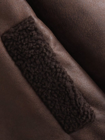 Foreign Trade Women's Clothing Wholesale2025Spring and Autumn New Casual Leather and Fur Integrated Double-Sided Jacket with Turn-Down Collar B88681