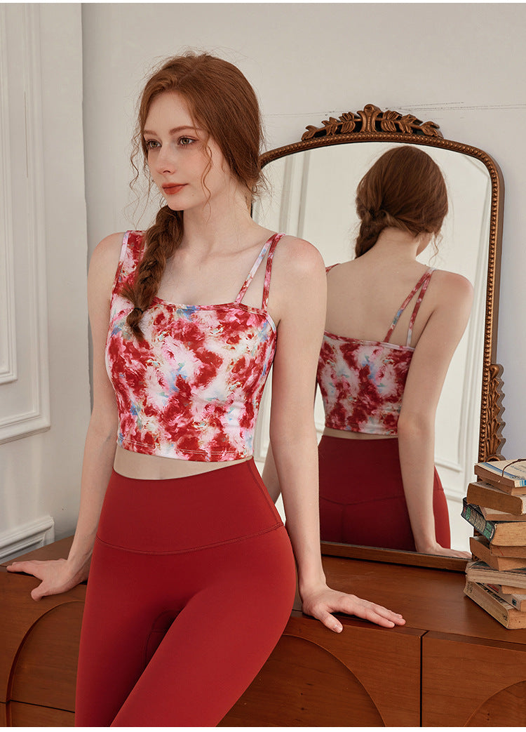 Sultyra Oil Painting Print Bra Top Yoga Vest
