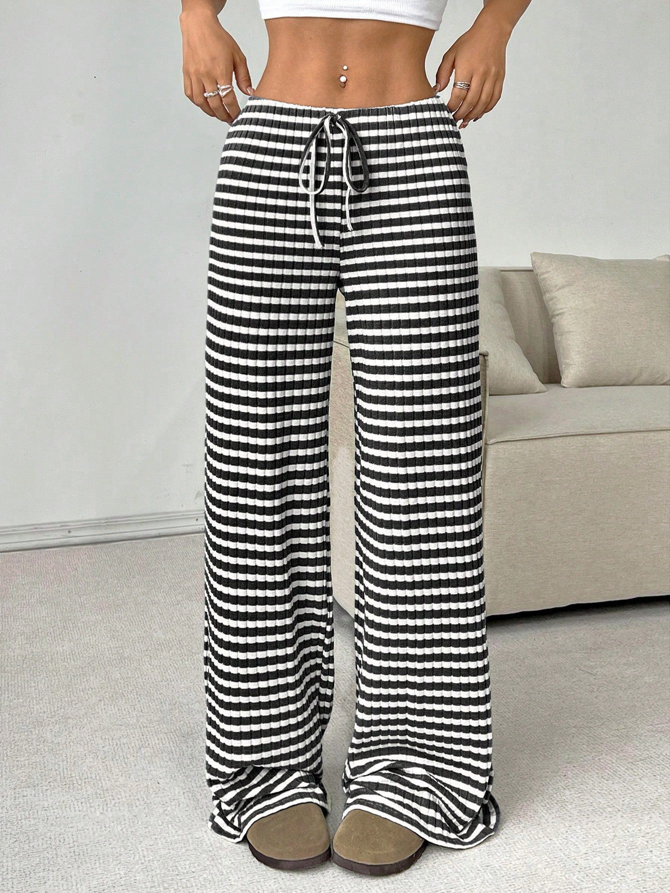 Sultyra Drawstring Cotton Straight Pants