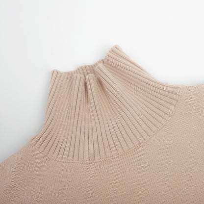 Cross-Border Spliced Turtleneck Sweater for Women, European and American Style, Autumn and Winter New Casual Loose Thick Knitted Pullover