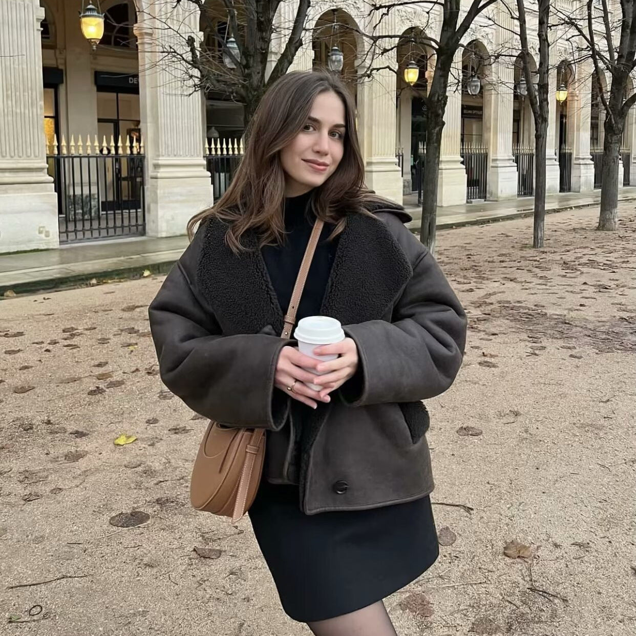 Foreign Trade Women's Clothing Wholesale2025Spring and Autumn New Casual Leather and Fur Integrated Double-Sided Jacket with Turn-Down Collar B88681