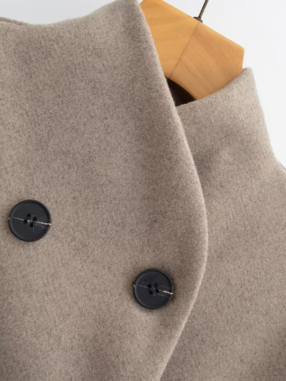 Wholesale Amazon Women's Clothing Autumn Winter New Fashionable Loose Fit V Double-breasted Woolen Coat C91695