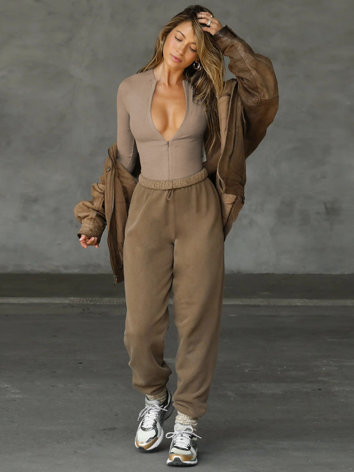 Sultyra Sweater Jumpsuit Versatile Zipper Top