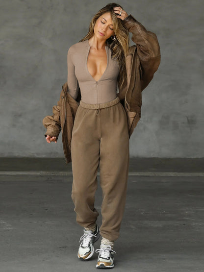 Sultyra Sweater Jumpsuit Versatile Zipper Top