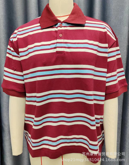 Cross-border European and American Fashion Striped Short Sleeve T Shirt Top+Low Waist Pleated Short Skirt2025Spring New D79551