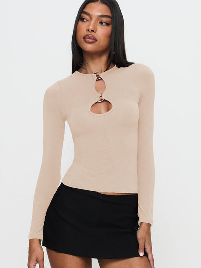 Sultyra Metal Ring Buckle Hollow Long Sleeve