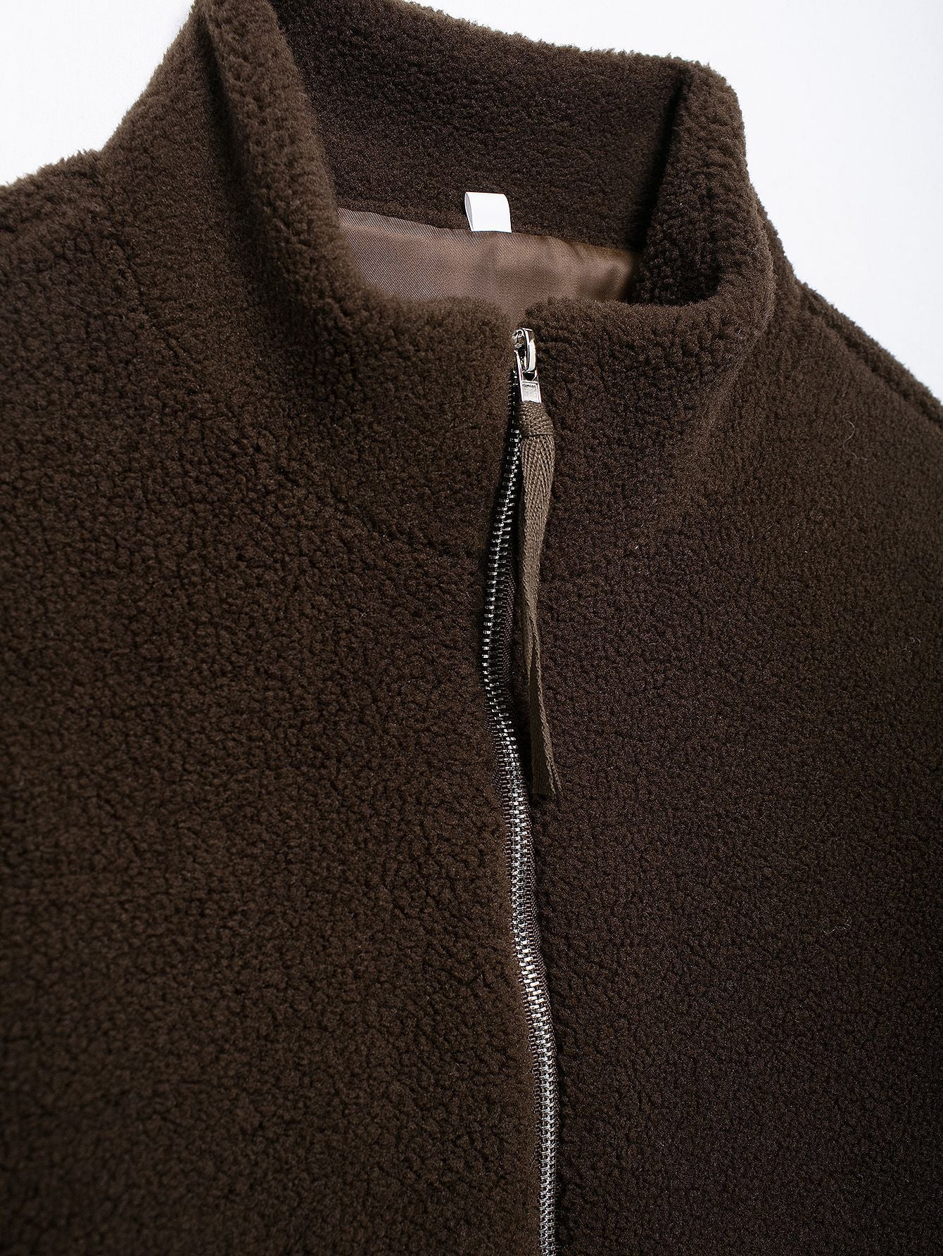 Cross-Border2024European and American Style Autumn Winter New Women's Solid Color Lazy Style Lamb Wool High Neck Woolen Coat A65002