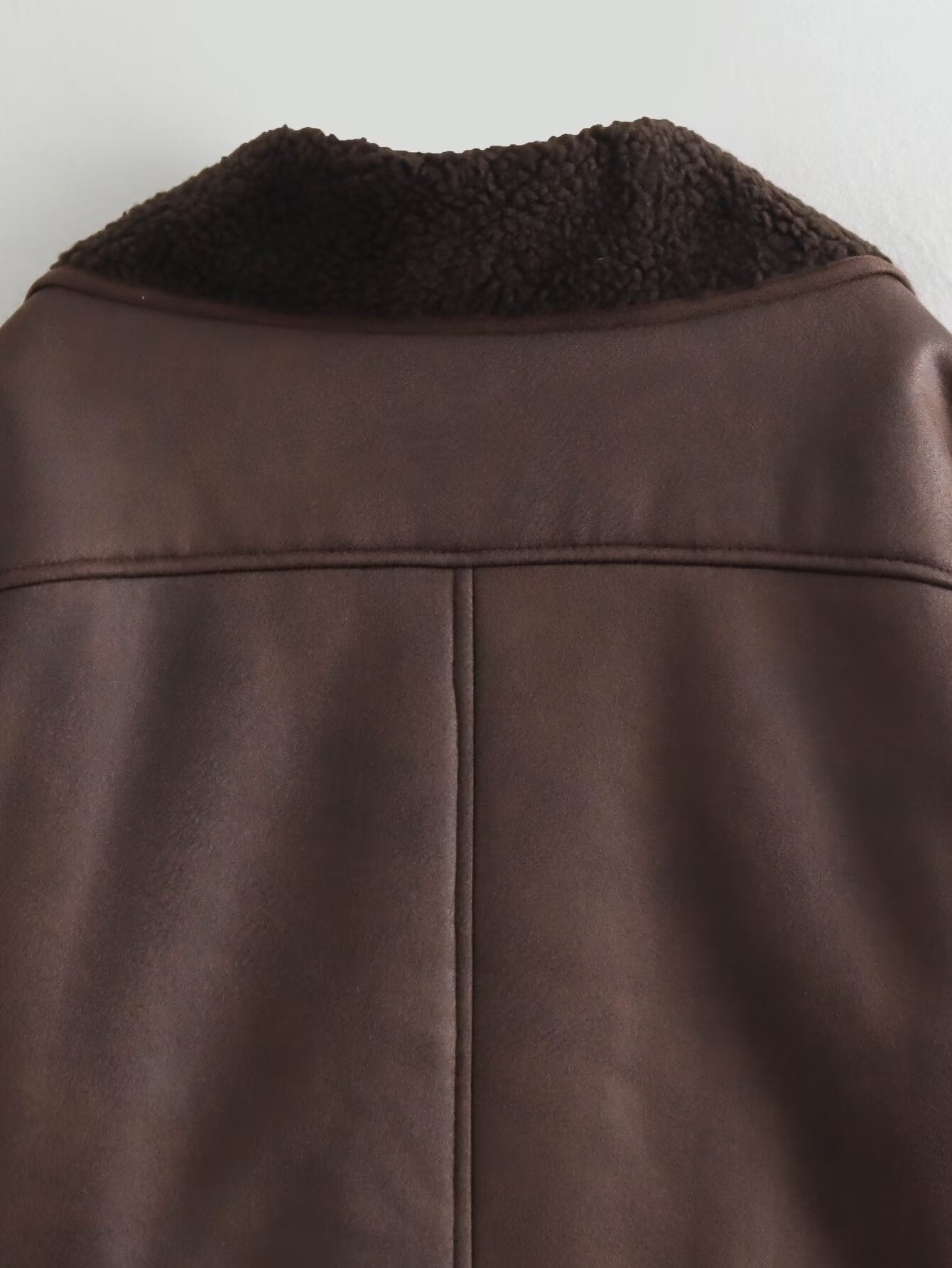 Foreign Trade Women's Clothing Wholesale2025Spring and Autumn New Casual Leather and Fur Integrated Double-Sided Jacket with Turn-Down Collar B88681