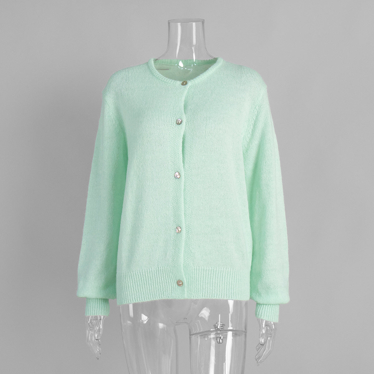 Candy Color Knitted Cardigan Women's European and American2025Autumn and Winter Mohair Solid Color Cardigan Macaron Color Sweater Cardigan for Women