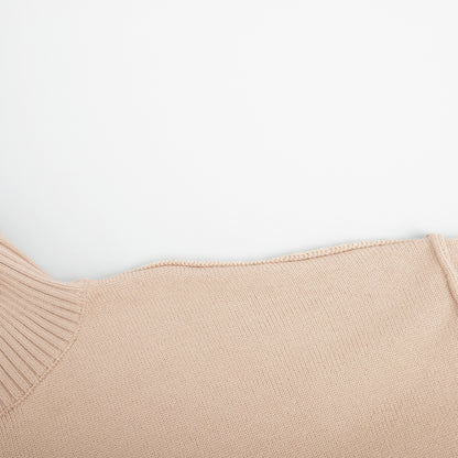 Cross-Border Spliced Turtleneck Sweater for Women, European and American Style, Autumn and Winter New Casual Loose Thick Knitted Pullover