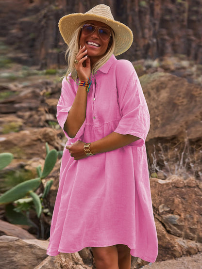 Sultyra Casual Button Artistic Style Fashion Dress