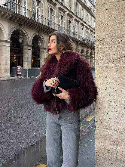 Cross-Border Amazon Women's Fashion European and American Winter New Fashion Versatile Eco-Friendly Faux Fur Short Coat D69135