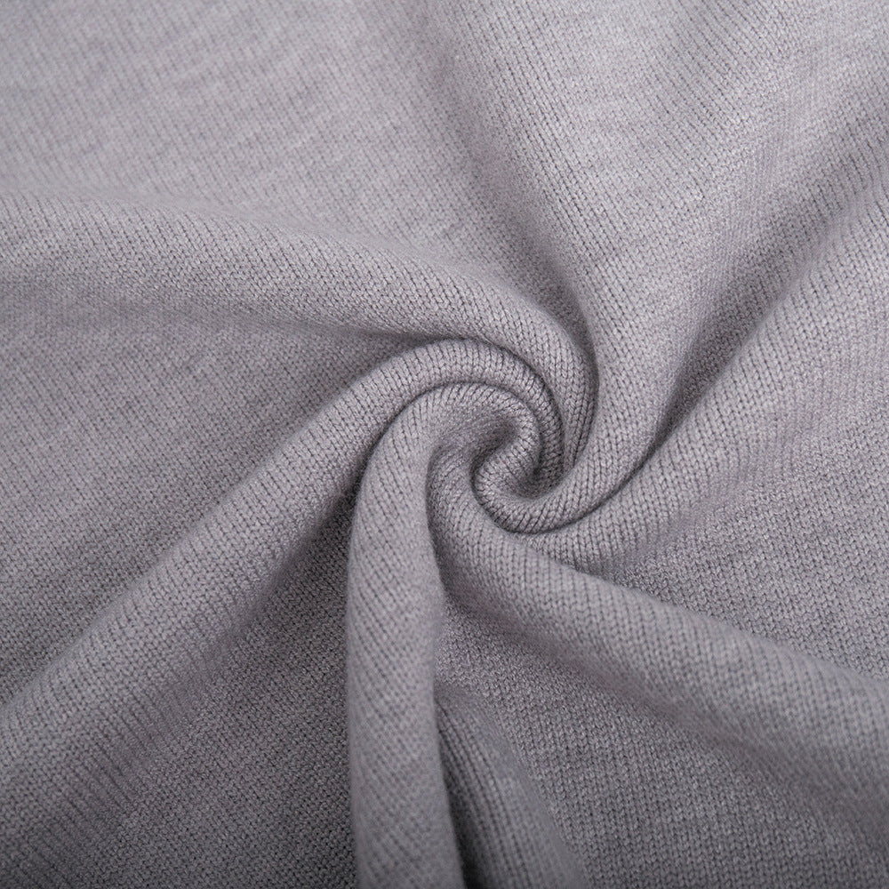 Cross-Border2025Hot-Selling European and American Style Autumn Winter Solid Color High Neck Knitted Sweater Loose Slimming Versatile Knitted Sweater for Women