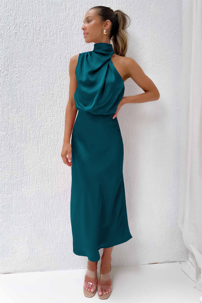 2025Spring and Summer Hot Sale New High-end Satin Sleeveless Dress European and American Fashion Elegant Socialite Light Evening Dress